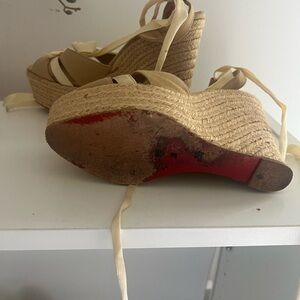 Christian Louboutin Beige Espadrille Wedges